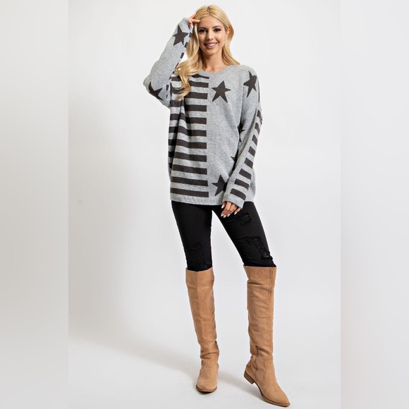 easel Sweaters - easel American Pride Flag Sweater